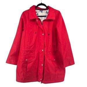 Coldwater Creek Women’s Red Hooded Anorak Windbreaker Full Zip Jacket XL Petite